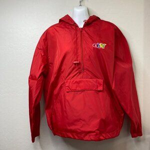 Ebay Branded Red Pullover Hooded Windbreaker Jacket Logo eBayana Size Small